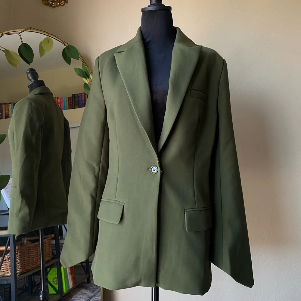 Oddmuse green og blazer size small green jacket assymetrical sleeve hem